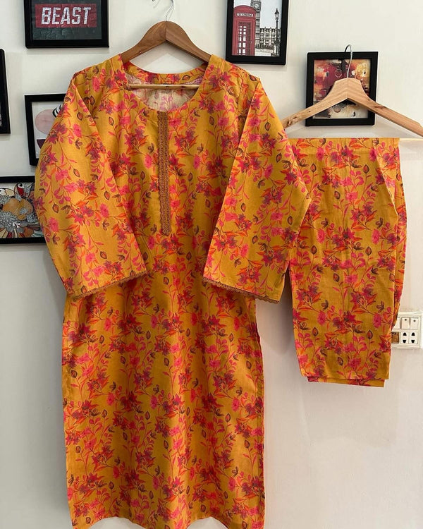 Lawn printed coord set