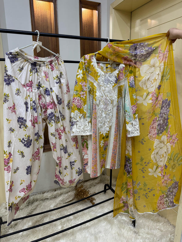 Lawn farshi shalwar collection with chaffon dupata